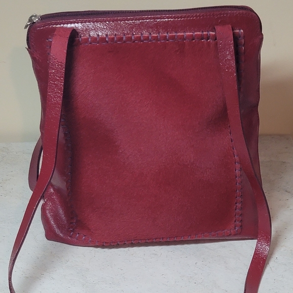 Red Leather and red Pony hair at Front Shoulder bag - Picture 4 of 15